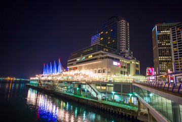 Burrard Inlet Waterfront, Vancouver. The Vancouver Trade and Convention Center also known as...