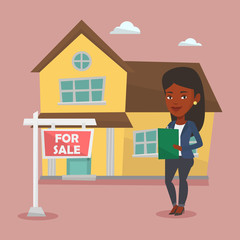 Real estate agent signing contract.