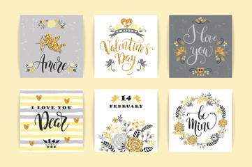 Set of Happy Valentines Day cards.