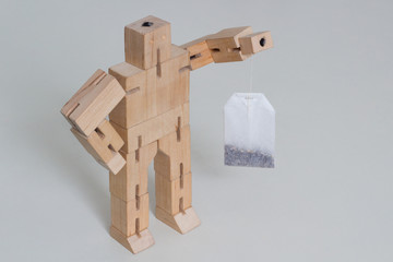 Wooden Robot Toy Hold Tea Bag
