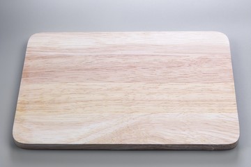 empty wooden board on gray background / for product display montage