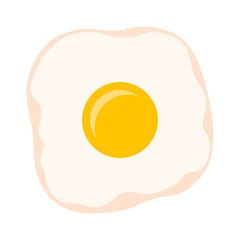 Cooked fried egg with yolk and egg white flat color vector icon for food apps and websites