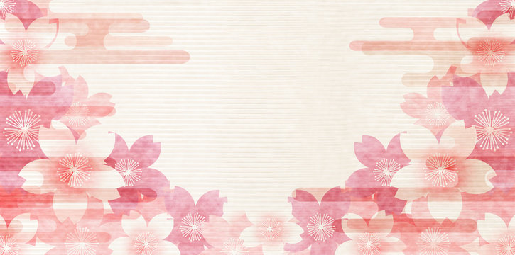 桜　春　和紙　背景 
