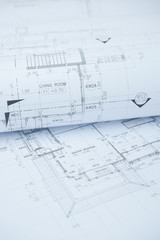 architectural drawing paper rolls of a dwelling for construction
