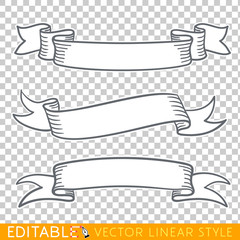 Banners ribbons. Editable line drawing. Stock vector illustration.