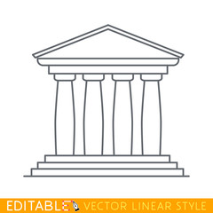 Portico an ancient temple with columns. Four pillars. Editable line icon. Stock vector illustration.