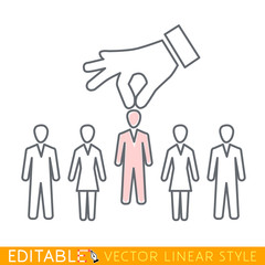 Human resource management.Editable line icon. Stock vector illustration.