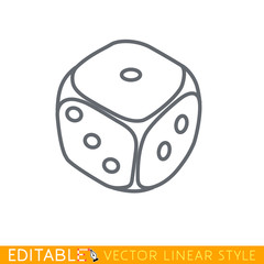 Dice. Editable line icon. Stock vector illustration.