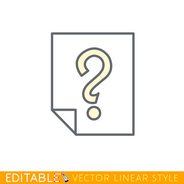 Page with a question mark. Editable line icon. Stock vector illustration.
