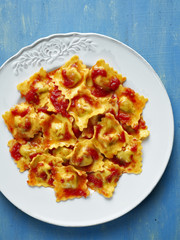 italian ravioli pasta in tomato sauce