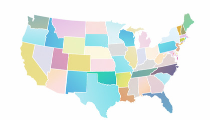US Map Pastels color