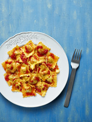 italian ravioli pasta in tomato sauce