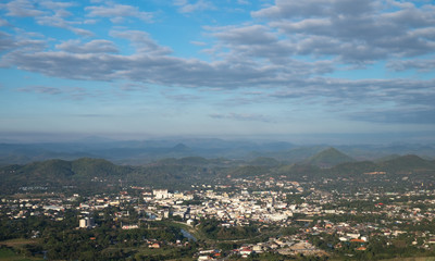 Fototapeta na wymiar Beautiful Cityscape View from top mountain at Phu Bo Bit, Loei Province, Thailand