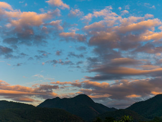 Cloud and Dusk Sky on Mountain