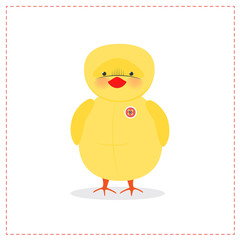 Chick. Plush toy little chicken. Vector