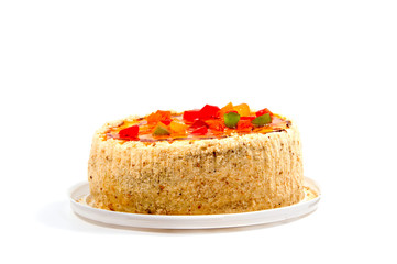 Festive homemade cake, sweet pastry, covered with icing