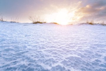 Fototapeta na wymiar winter sunset bright photo / bright winter photo nature landsc