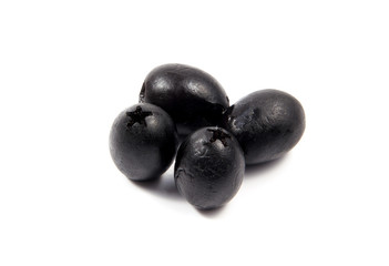 Black olives isolated on a white background