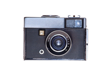 vintage analogue film camera isolated background