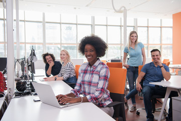 African American informal business woman working in the office