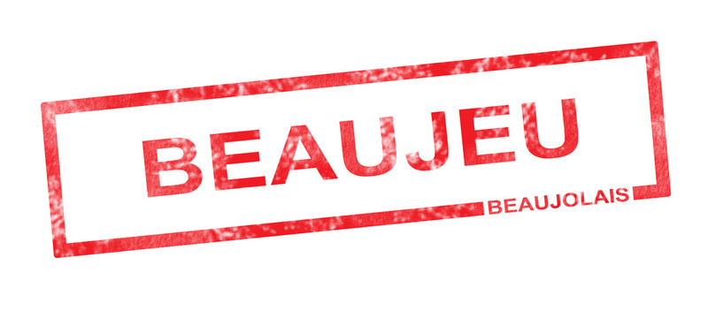 Beaujolais and Beaujeu vineyard appellation in a red rectangular