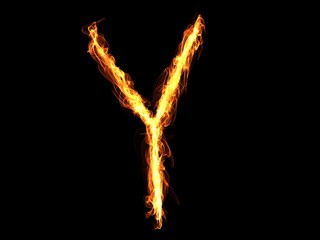 Buchstabe Y aus Feuer	