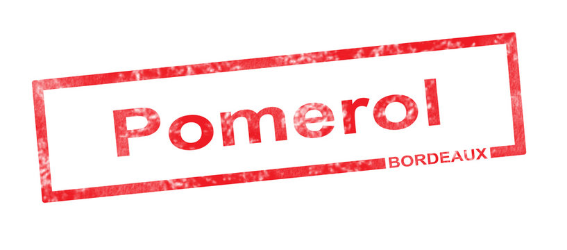 Bordeaux and Pomerol vineyard appellation in a red rectangular s