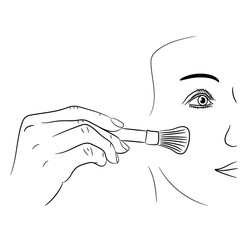 girl gets rouge brush on white background of vector illustrations
