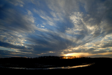 Sunset over Malouf's, Court, Leflore County, Mississippi