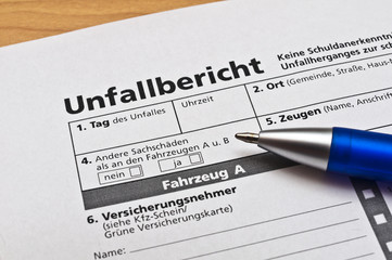 Unfallbericht, Formular, Polizei, Schuldfrage, Haftpflicht