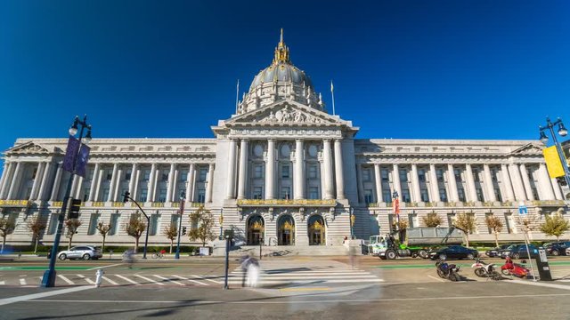 San Francisco City hall building. Timelapse. America. USA. California