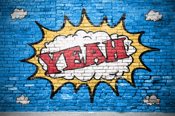 Yeah Comic  Ziegelsteinmauer Graffiti © pixs:sell