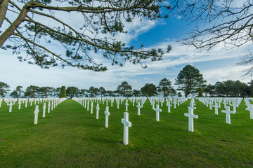 White crosses in American Cemetery, Omaha Beach, Normandy, Franc