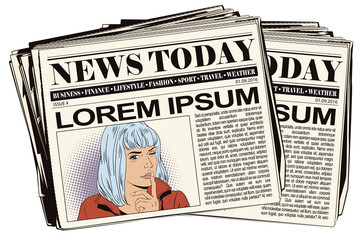 Girl wants silence. People in retro style.