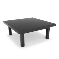 Black Table. 3D render isolated on white. Platform or Stand Illustration. Template for Object Presentation.