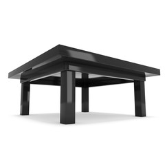 Black Table. 3D render isolated on white. Platform or Stand Illustration. Template for Object Presentation.