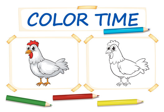 Coloring template with chicken