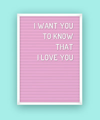 Romantic letterboard quote