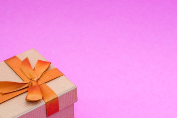 gift box on pink background.