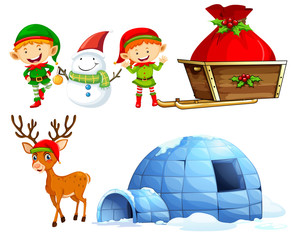 Obraz premium Christmas characters and igloo