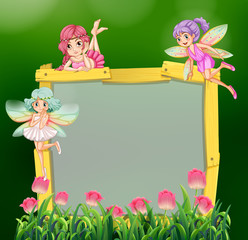 Frame template with three fairies