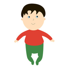 Infant boy smile. Illustration with the kid on a white background. Cartoon children character.