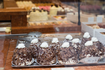traditional sweet Belgian dessert in the shop