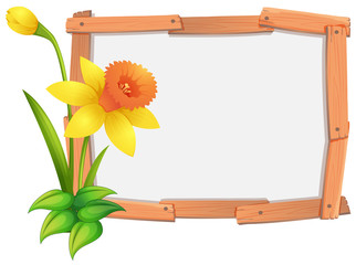 Frame template with yellow daffodil flowers