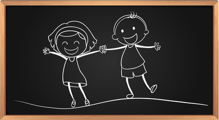 Doodle of boy and girl holding hands