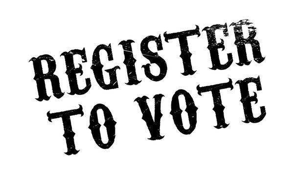 Register To Vote rubber stamp. Grunge design with dust scratches. Effects can be easily removed for a clean, crisp look. Color is easily changed.