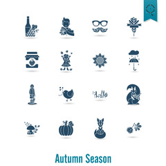 Set of Flat Autumn Icons