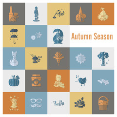 Naklejka na ściany i meble Set of Flat Autumn Icons
