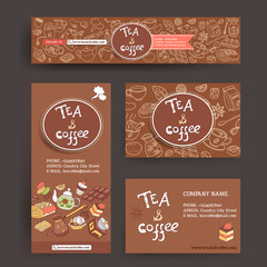 Vector design template for coffe and tea shop or cafe. Site head