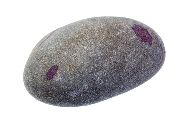Pebble from beach against a white background